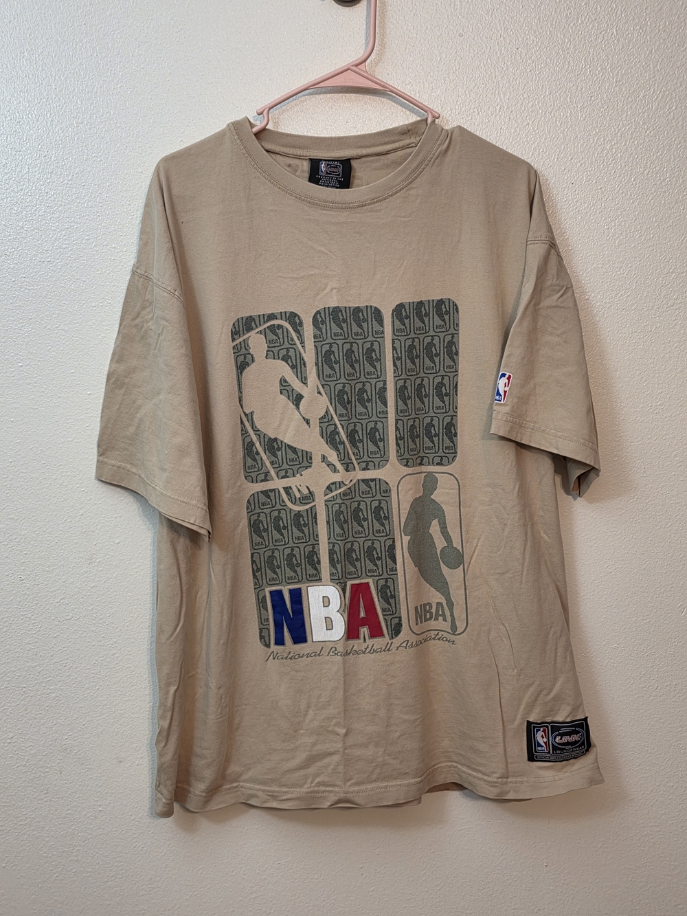 NBA Tan Short Sleeve Graphic Tee with Multicolor Logo